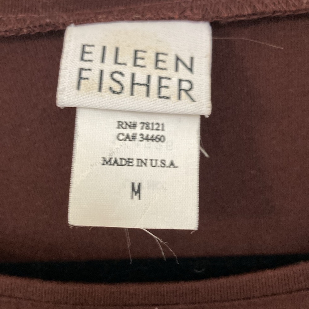 Eileen Fisher M Brown Crew Neck Long Sleeve Tee Shirt - Picture 3 of 5